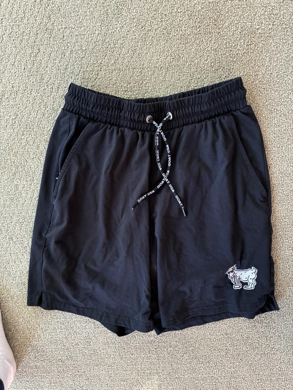 Kids Black Drawstring Shorts with Embroidered Graphic